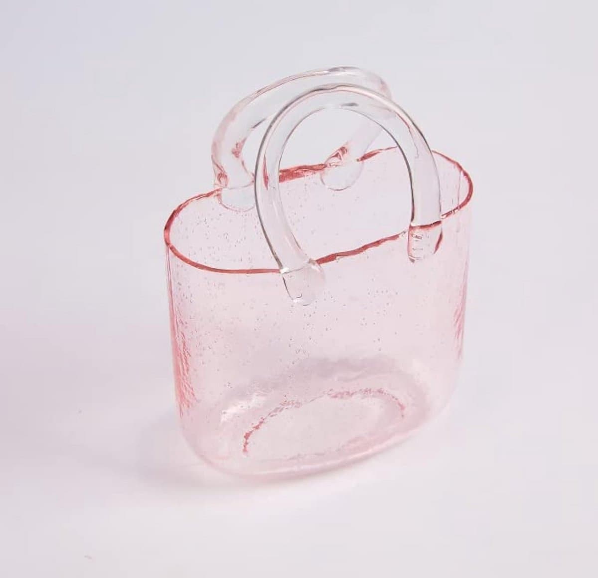 Unieke vaas in handtasvorm van glas voor bloemen en decoratie