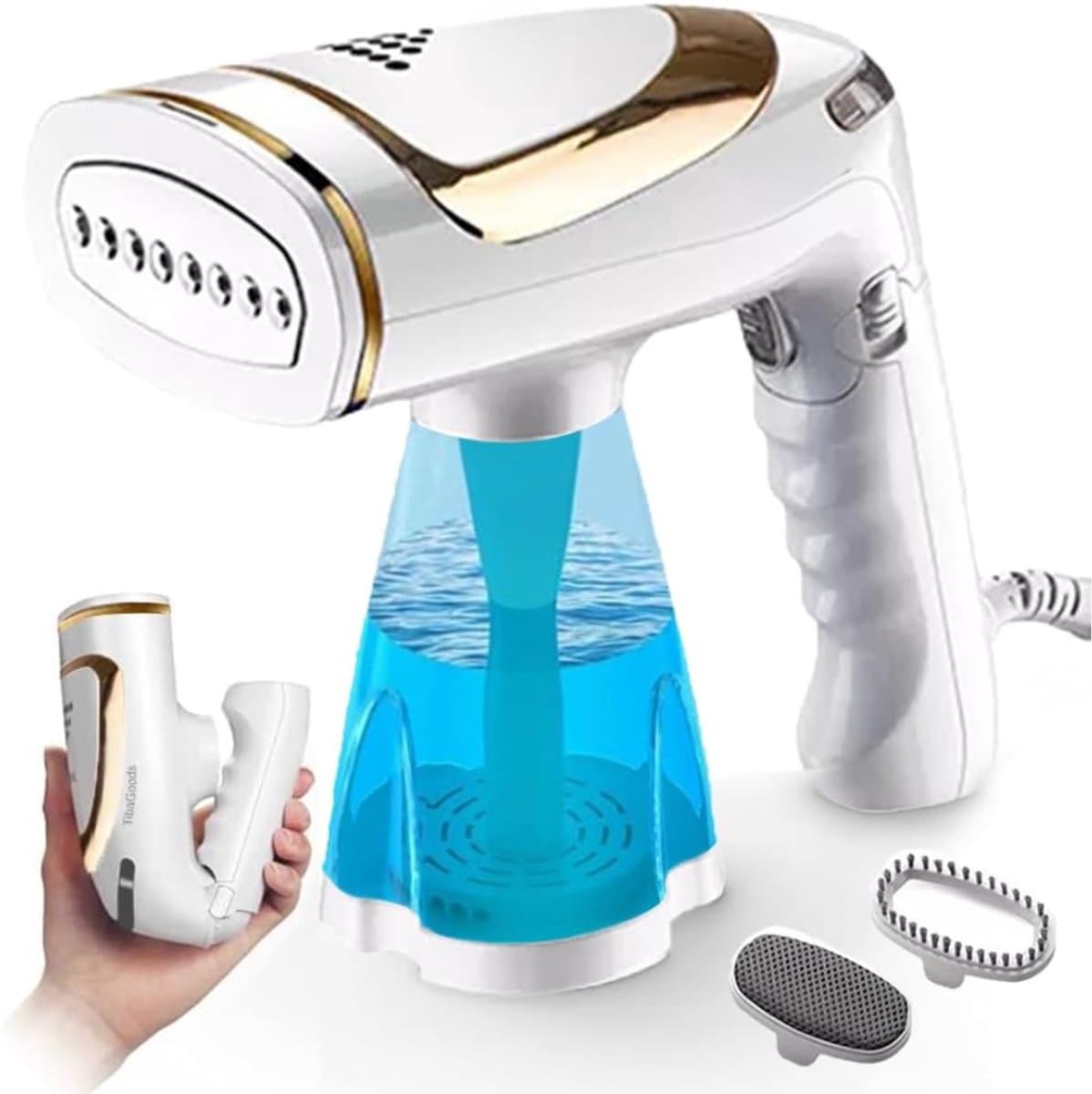 SAVI® Stoomreiniger kleding - Stoomreiniger - Stoomreinigers - 1600 W - 350 ml - Kledingstomer - Wit - 17cm x 9cm x 18cm