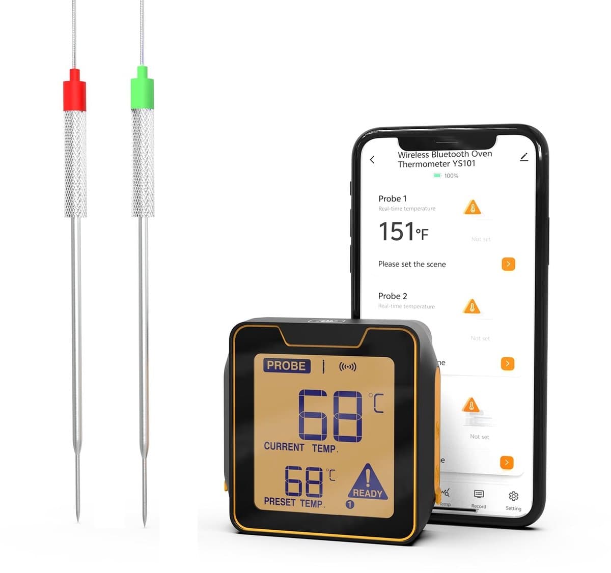 Allecto - Meat Thermometer met 2 Probes, Digitale Grill & Oventhermometer, Timer, App Monitoring, Geschikt voor BBQ en Oven