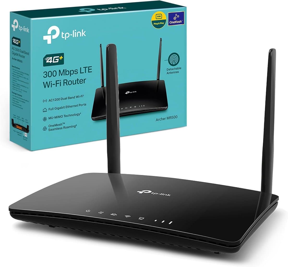 AC1200 4G+ LTE WiFi Router met SIM Kaart Slot - Dual Band Gigabit & MU-MIMO