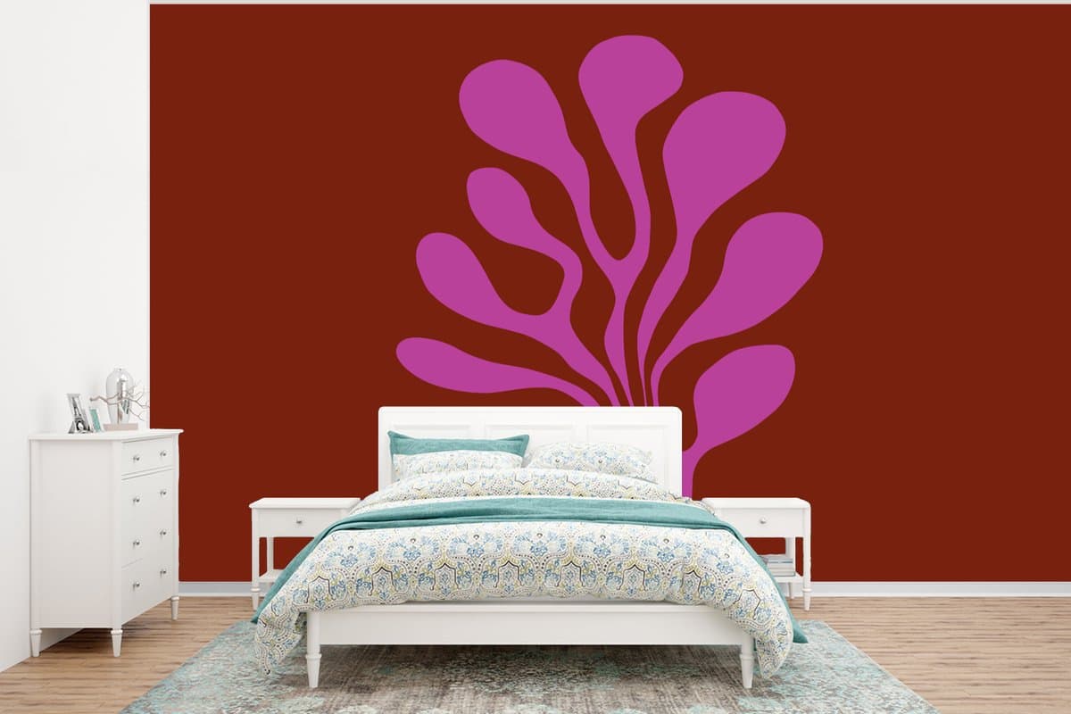 Behang - Fotobehang Boom - Paars - Cirkel - Vloeiend - Breedte 320 cm x hoogte 240 cm
