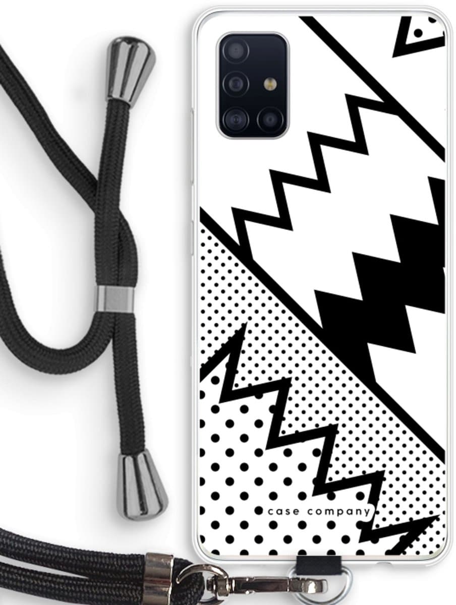 Case Company® - Hoesje met koord geschikt voor Samsung Galaxy A51 4G hoesje met Koord - Pop Art #5 - Telefoonhoesje met Zwart Koord - Bescherming aan alle Kanten en Over de Schermrand