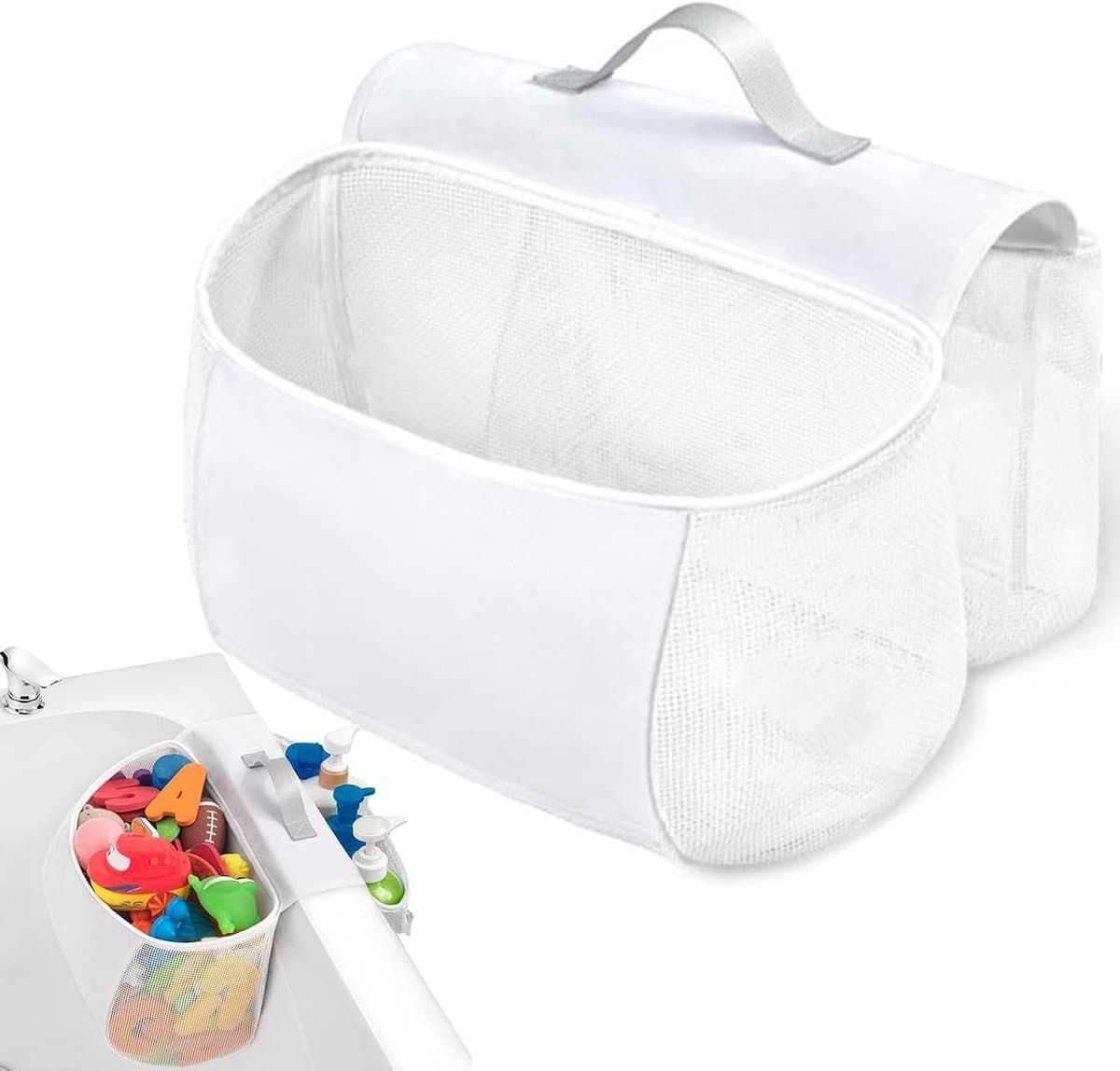 Bad Organizer - Speelgoed Net - Badkamer Opruimen - Sneldrogend Mesh - 20.6L x 13B cm - Grijs