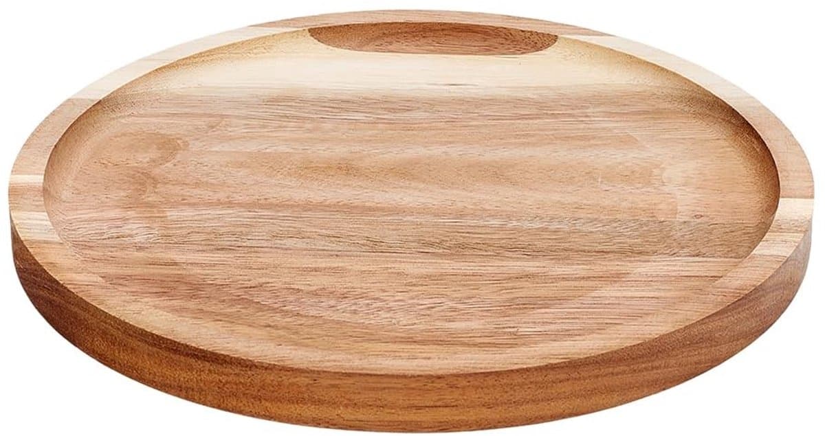Dailygoods- Dienblad Rond 20 cm - Dienblad Hout - Dienblad Antislip - Dienblad Lichtbruin - Dienbladen Massief Acaciahout - Duurzaam en Robuust - Serveerblad