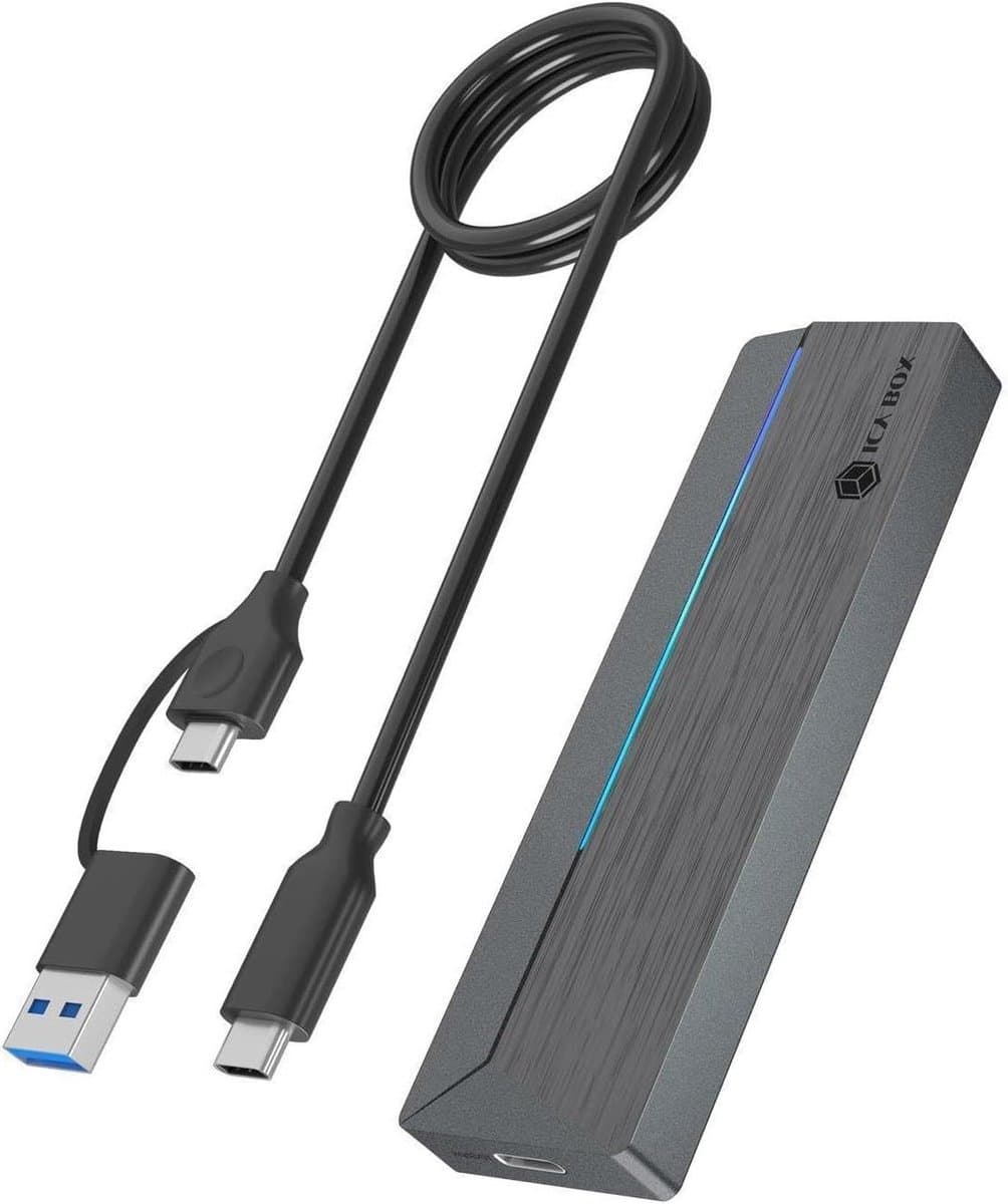 SSD Enclosure - Externe SSD Behuizing - Snelle Data Overdracht - RGB Verlichting - M.2 2280 - Grijs