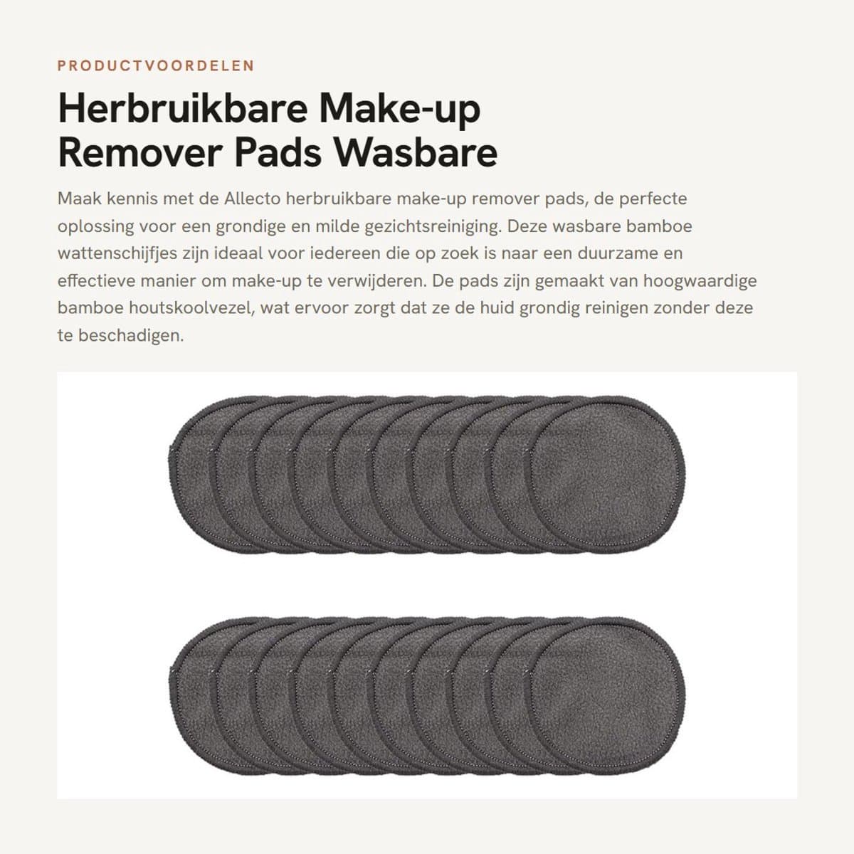 Dailygoods- Make-up Remover Pads 20 Stuks - Herbruikbare Bamboe Wattenschijfjes - Wasbare Gezichtsdoekjes - Anti-pilling - 8 cm Diameter - Inclusief Mesh Waszak
