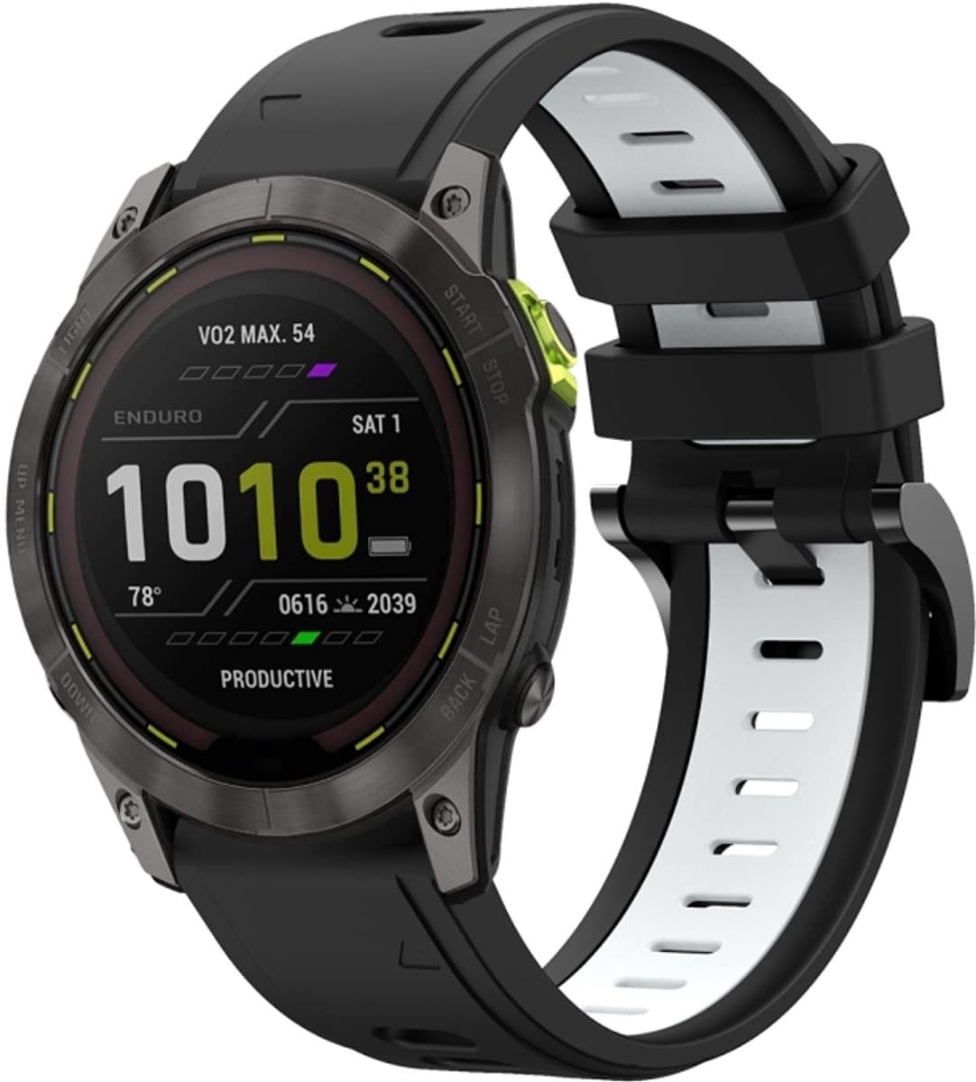 Voor Garmin Enduro 2 26 mm tweekleurige sport siliconen horlogeband (zwart + wit)