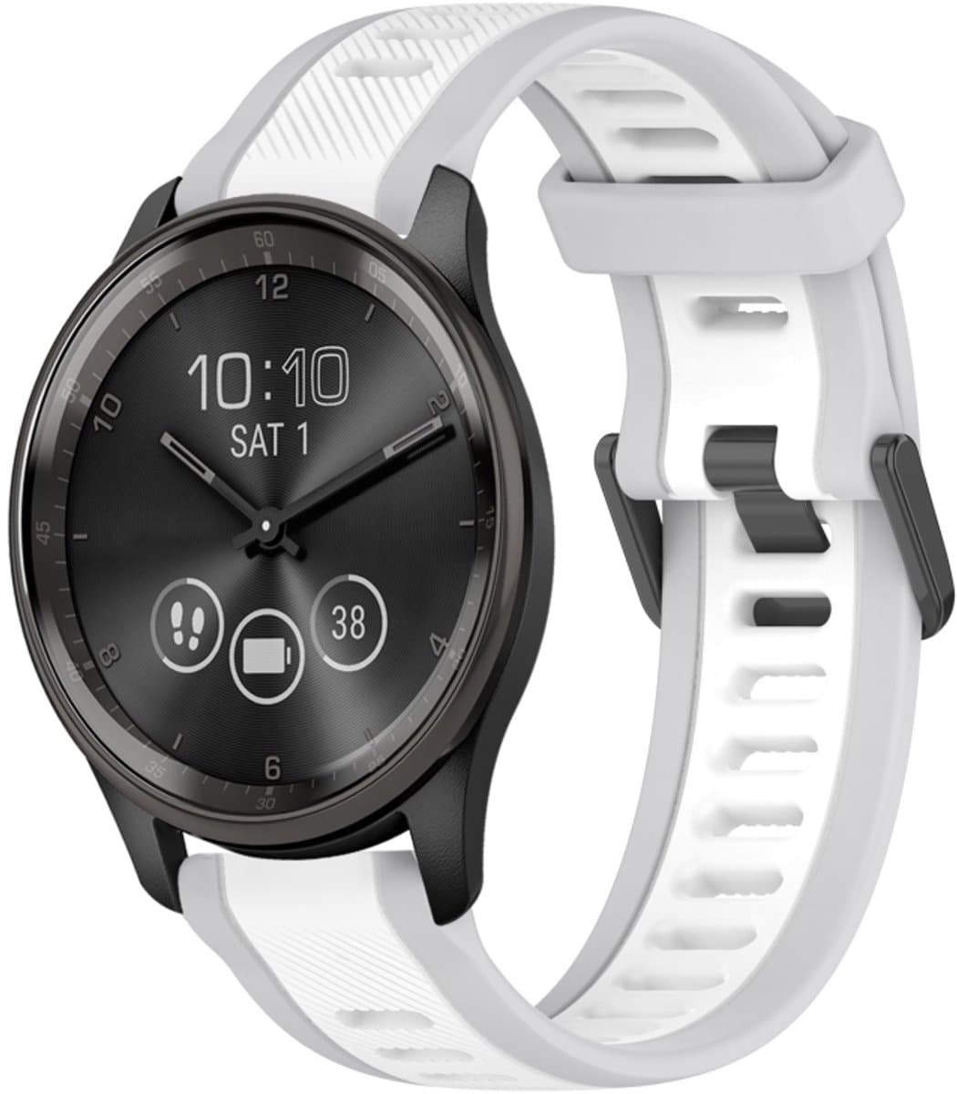 Voor Garmin VivoMove Trend 20 mm tweekleurige siliconen horlogeband met textuur (wit + grijs)