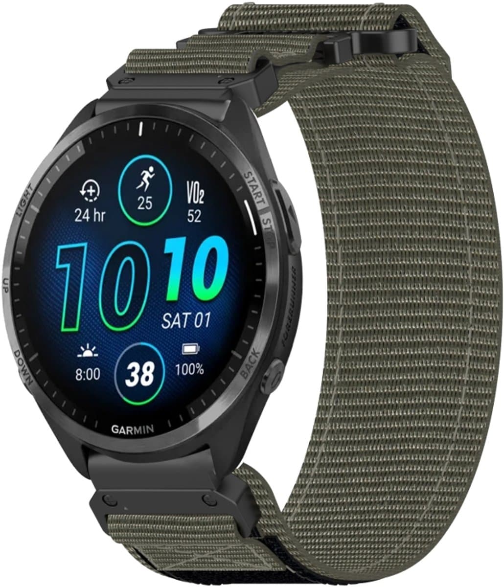 Voor Garmin Forerunner 965 22 mm nylon klittenbandsluiting horlogeband (grijs)