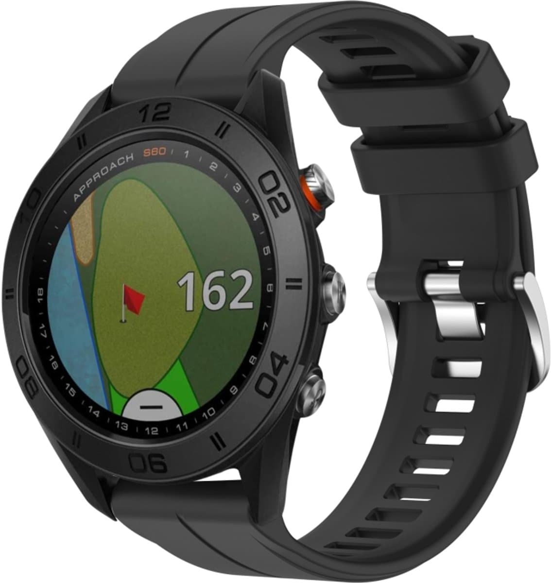 Voor Garmin -benadering S60 22 mm Solid Color Silicone Watch Band (zwart)