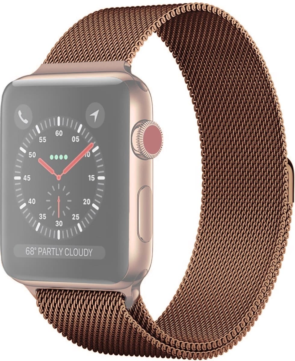 Voor Apple Watch Series 5 & 4 40 mm / 3 & 2 & 1 38 mm Milanese lus magnetische roestvrijstalen horlogeband (brons goud)