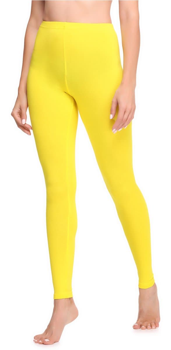 Ladeheid LA-LA40-133-LE Dames Leggings - Sport - Vrijetijdsbroek - Lang - Katoen - Sporbroek - Yogabroek - Geel - M
