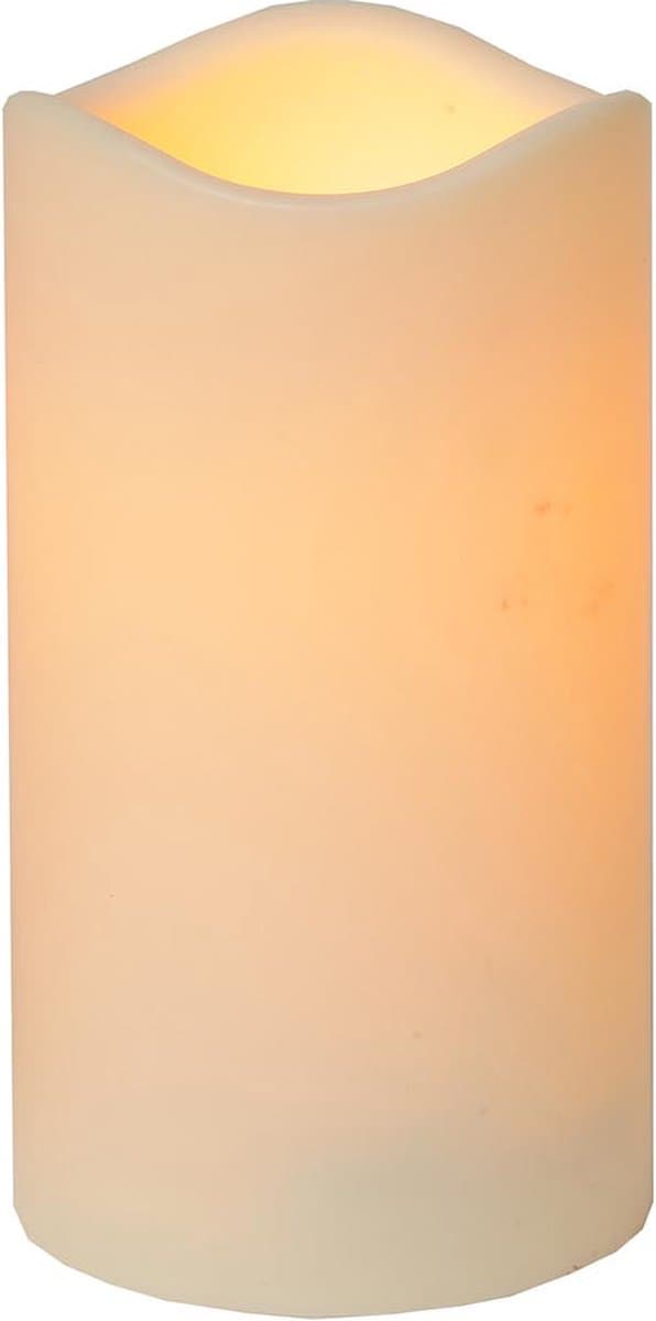 Star Trading Kaars Paul, zuilkaars, beige, LED, timer, geel, voor buiten, 15 cm