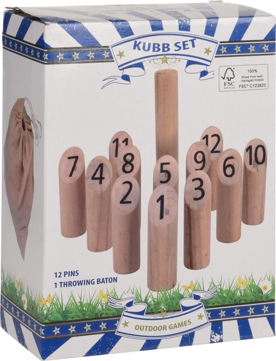 Parya Official - Kubb Set - 13-delig - Buitenspeelgoed - Houten Kegels - speelgoed