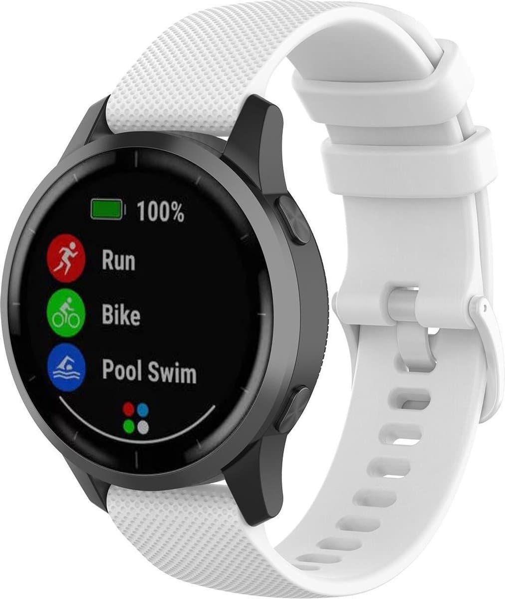 123watches sport gesp band - wit - 22mm - Geschikt voor Garmin Vivoactive 4 / Venu 2 & 3 / Forerunner 255 & 265 / Overige smartwatches met 22mm bandje