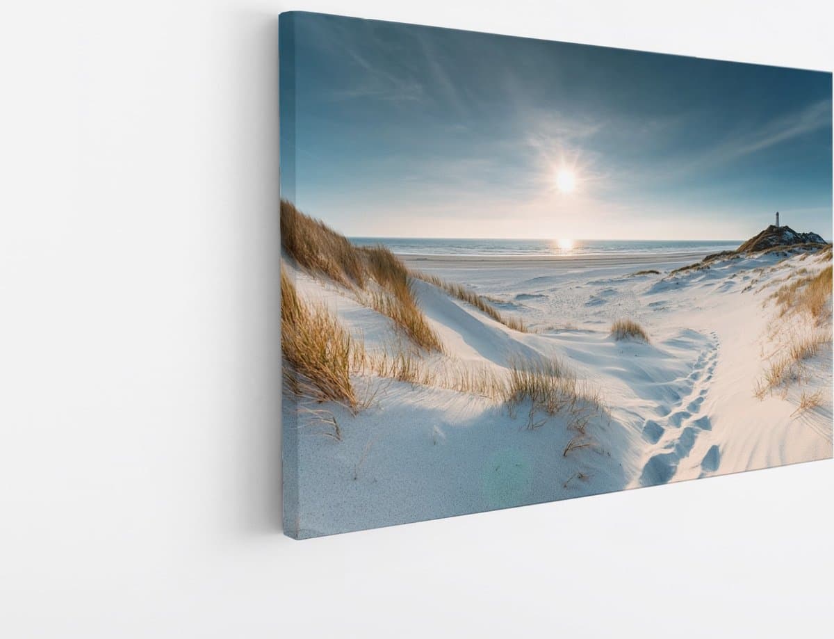 Saammp Canvas Schilderij - zee - wit strand - 70x50 - Foto op canvas - Wanddecoratie - muurdecoratie Woonkamer - Slaapkamer decoratie - Canvas Print