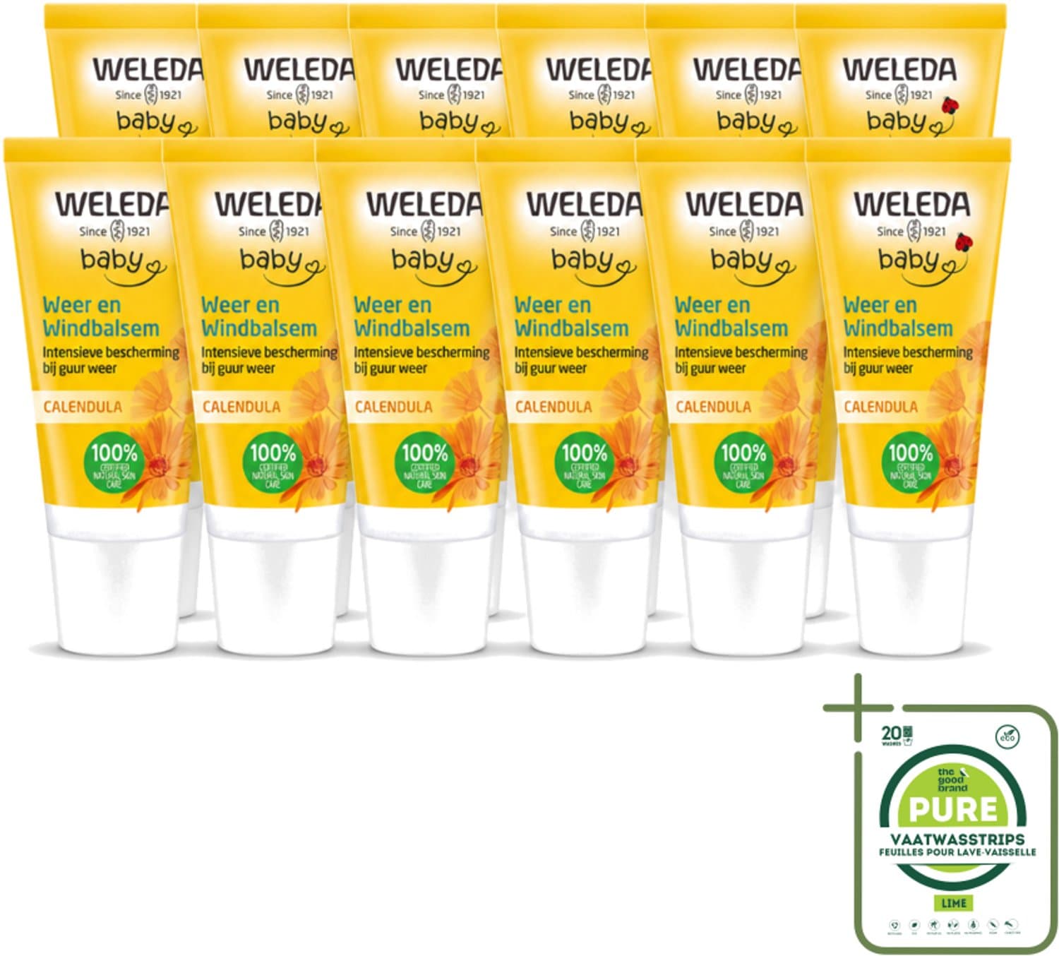 12 x WELEDA - Weer & Windbalsem - Baby & Kind Calendula - 30 ml - Grootverpakking - Babyhuid Beschermen - Winterbeschermende Balsem - Weersbeschermende Balsem - Gevoelige Huid - Calendula Balsem