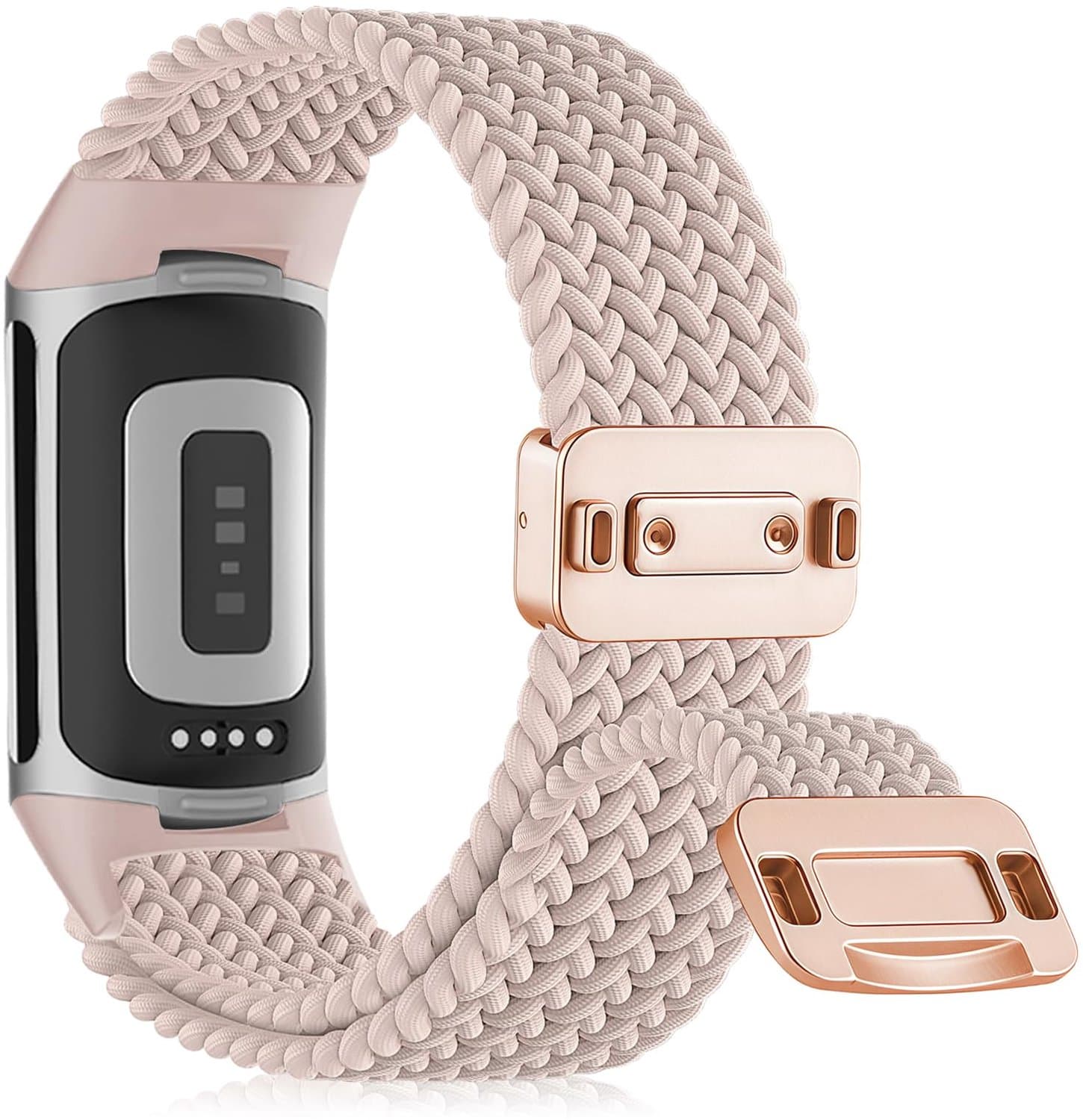 Armband voor Fitbit Charge 6/5 - 1 stuk - nylon magneetsluiting - sportieve uitstraling - Vemera