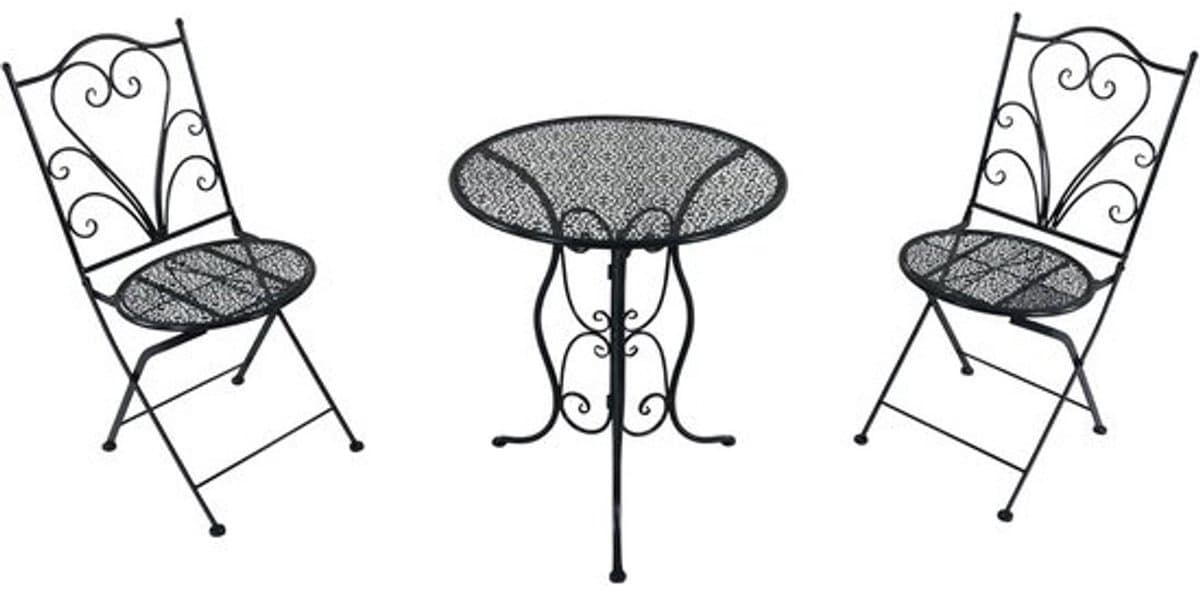 Bistroset met 2 Stoelen en Tafel - Antraciet Mozaïek Set voor Balkon of Tuin