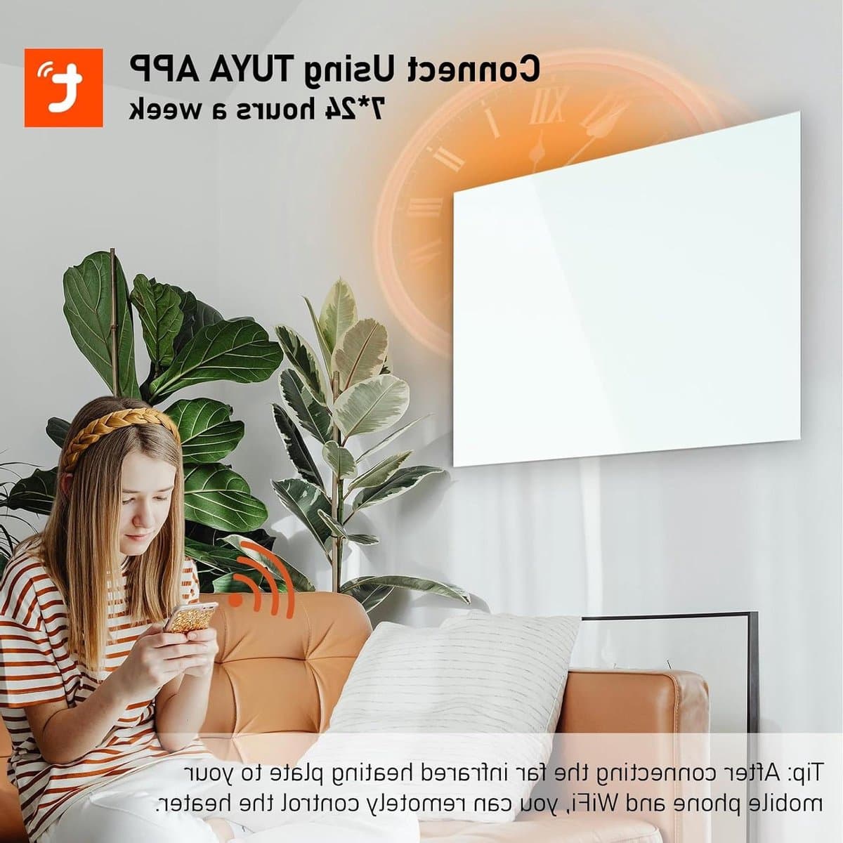 Verwarming Glaspaneel - Infrarood Paneel - Ruimte Verwarmen - Wifi Bediening - 50 x 60 cm - Wit