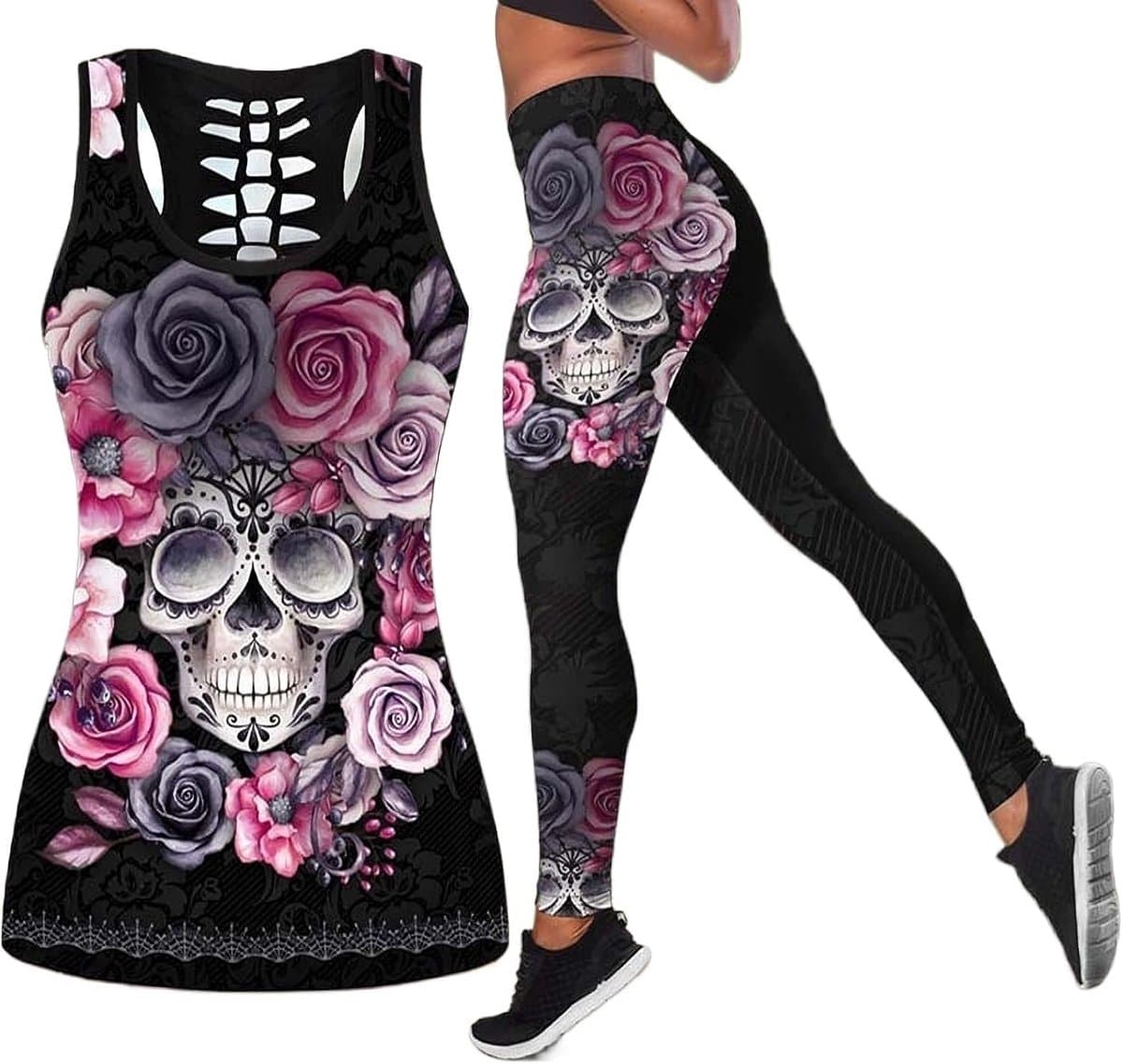 dames 2 stuks casual doodshoofd-outfits