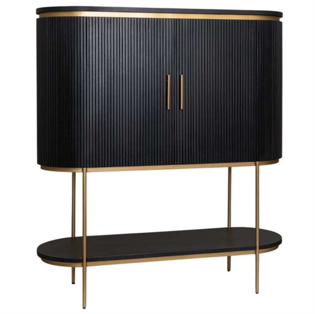 Tower Living Barkast Rivello mangohout 135x45x150 cm - Zwart & Brass
