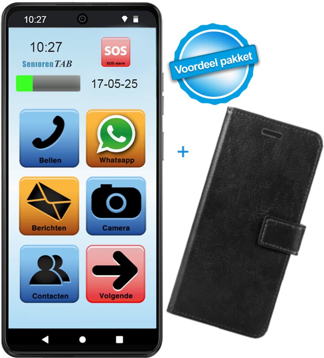 SeniorenTAB M Voordeelpakket - Senioren Smartphone op basis van Motorola - 64GB - 6.6 inch scherm - Inclusief Beschermhoes