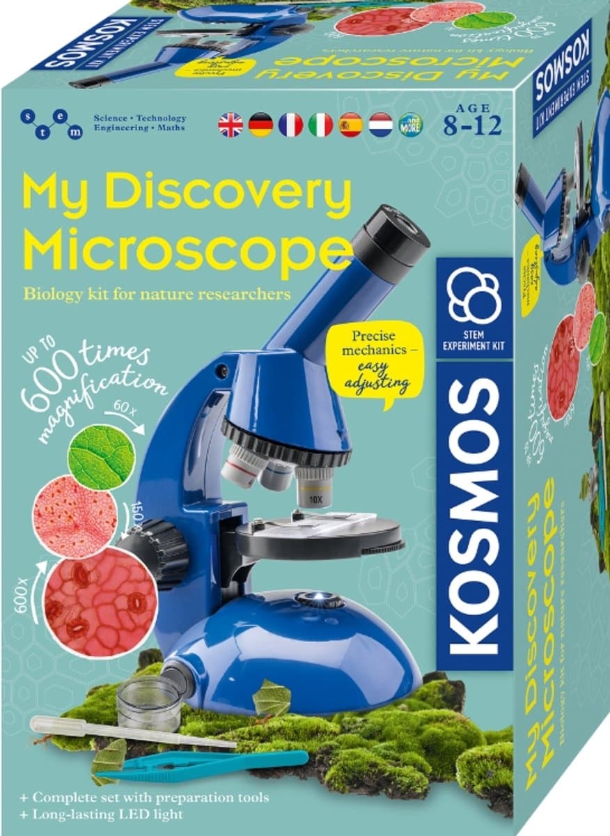 Kosmos My Discovery Microscope – Experimenteerset – Ontdek de micro-wereld van dichtbij – Inclusief 2-in-1 microscoop, preparaten en vergrootkaarten – Mijn eerste microscoop