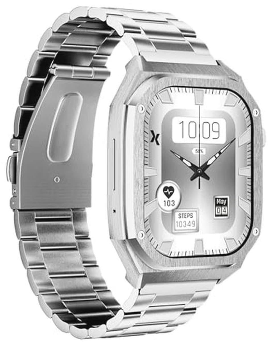 Slimme Horloge voor Mannen met 2 Armbanden - AMOLED Scherm, Gezondheidsmonitor - Zilver
