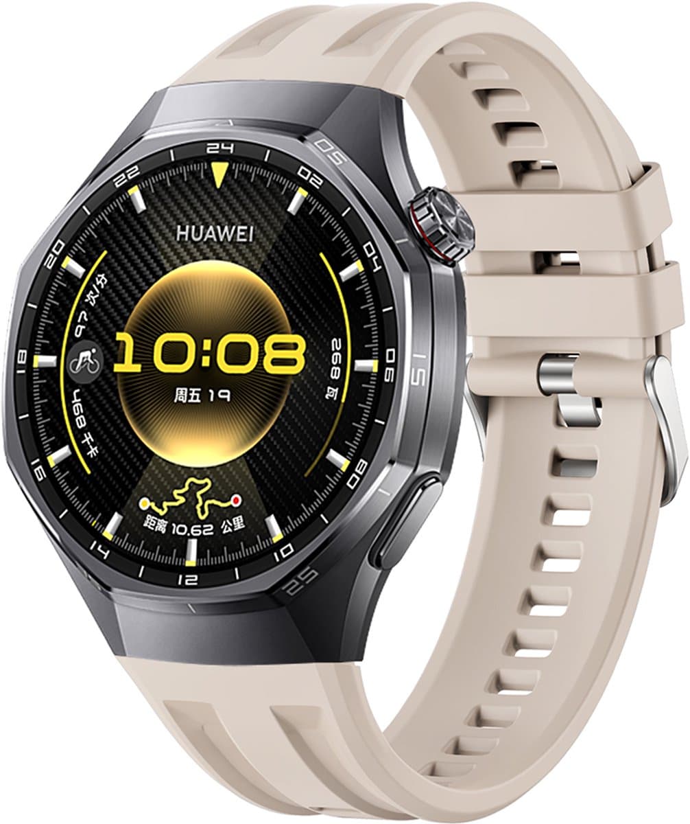 Stravo Naadloos Aansluitende Siliconen Bandje voor Huawei Watch GT 6 Pro – Speciaal Ontworpen voor de GT 6 Pro – Geometrisch Design Siliconen Horlogeband – Starlight