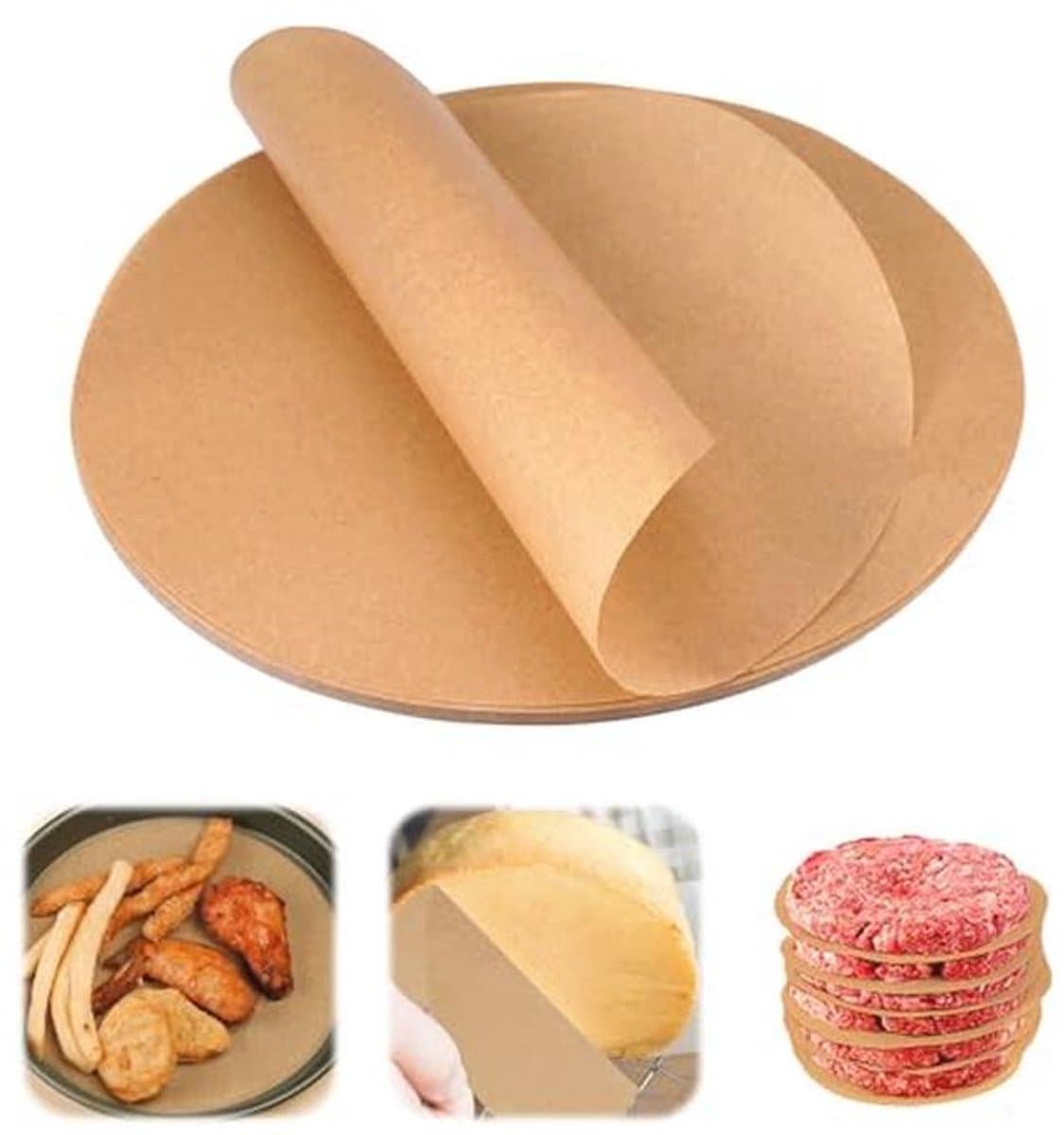 Bakpapier Rond 22 cm - 100 Vellen Antiaanbak Bakpapier voor Airfryer en Oven
