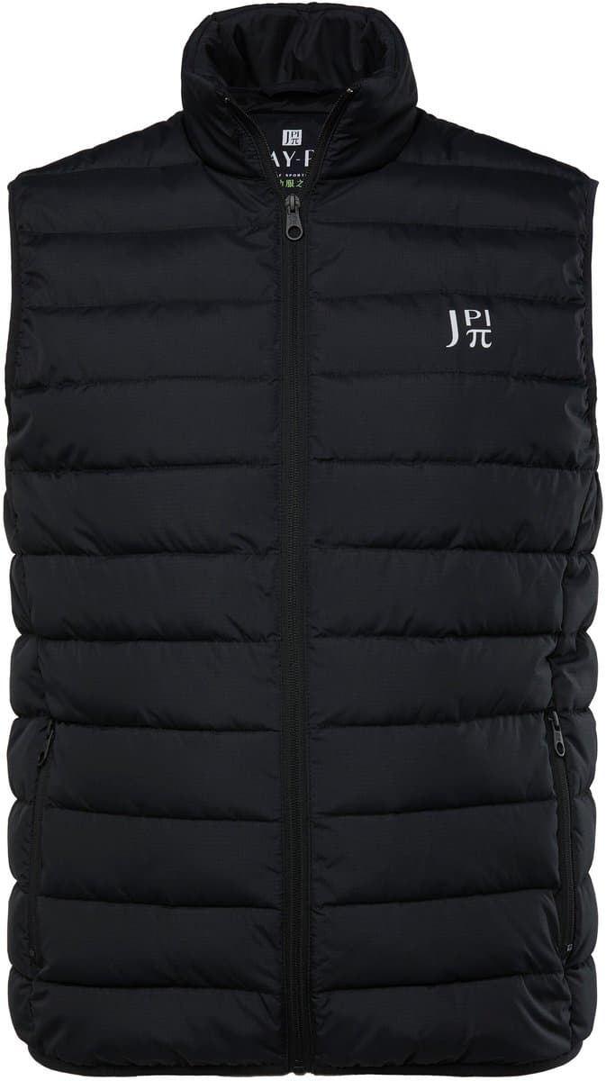 JAY-PI - Heren - Doorgestikte bodywarmer outdoor Buik-Fit in opbergzakje - Zwart - Maat L