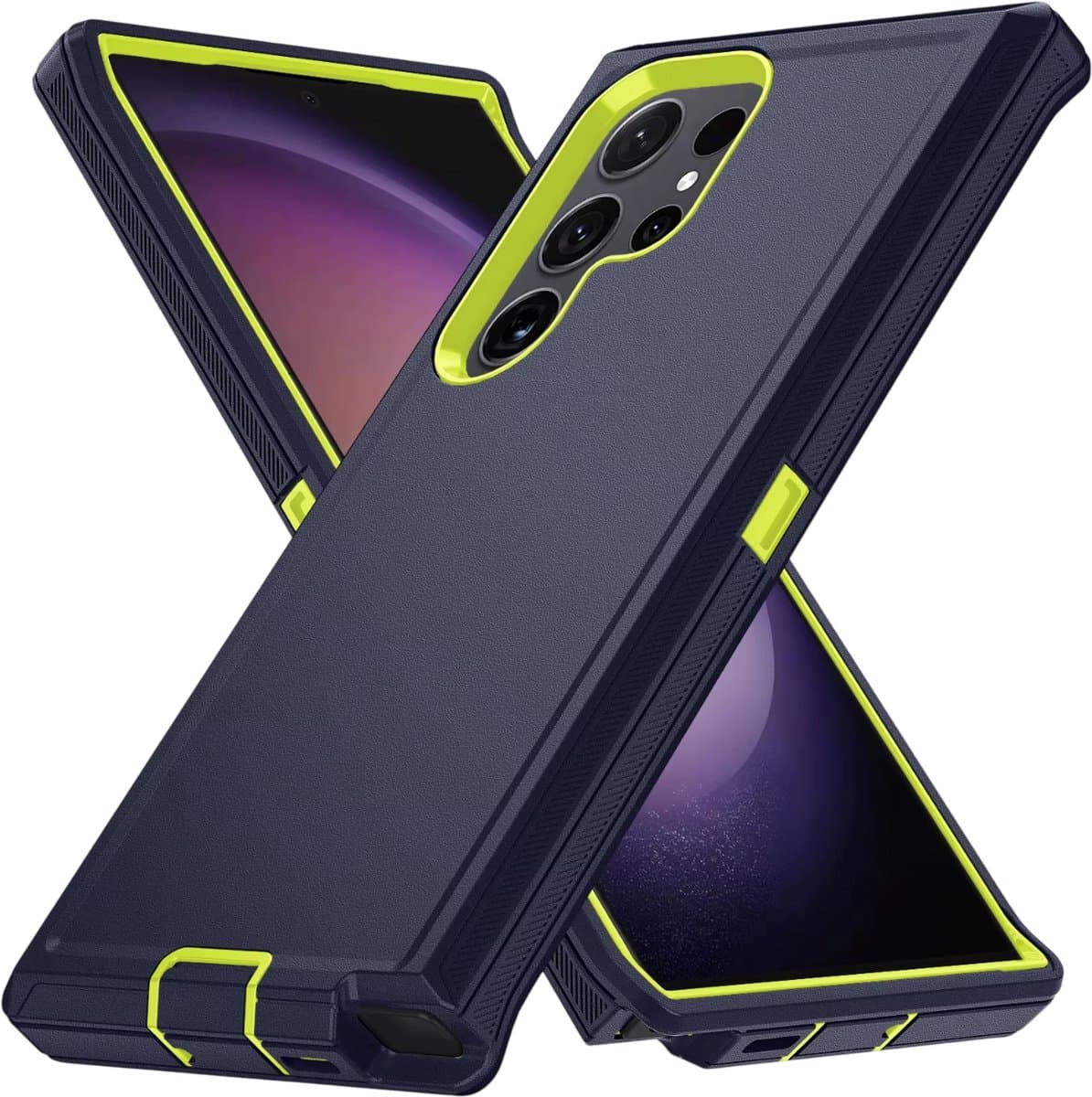 Super stevige Hoesje – 3-in-1 Rugged Armor Case – Schokbestendig PC & TPU – Geschikt voor Galaxy S25 Ultra-Zwart en geel