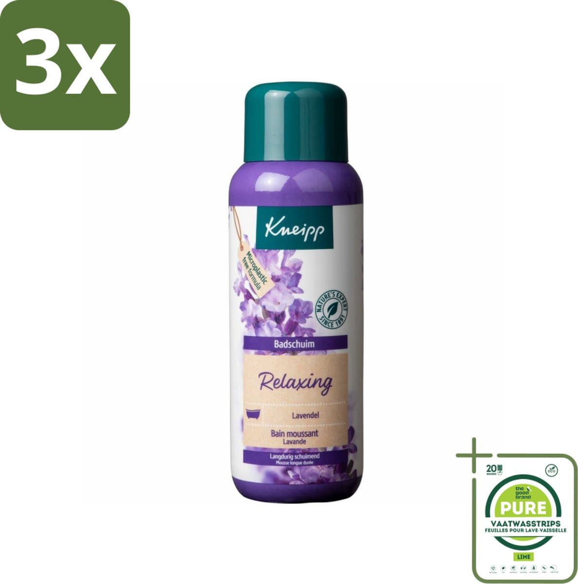 3 x Kneipp - Badschuim - Lavendel - Bloemige geur - 400 ml - Grootverpakking - Badschuim Lavendel - Ontspannend Bad - Lavendel Geur - Zachte Huid - Vegan Badschuim