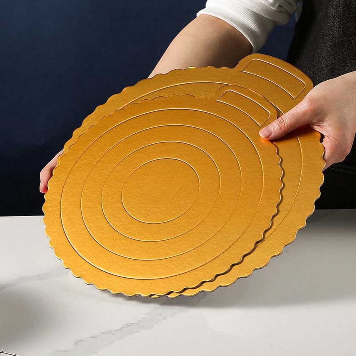 6 stuks Ronde Kartonnen Taartborden 6 inch (20 cm) - Goudkleurig Dessert- en Presentatiebord - Voor Taarten, Pizza, Bakken en Tentoonstellingen