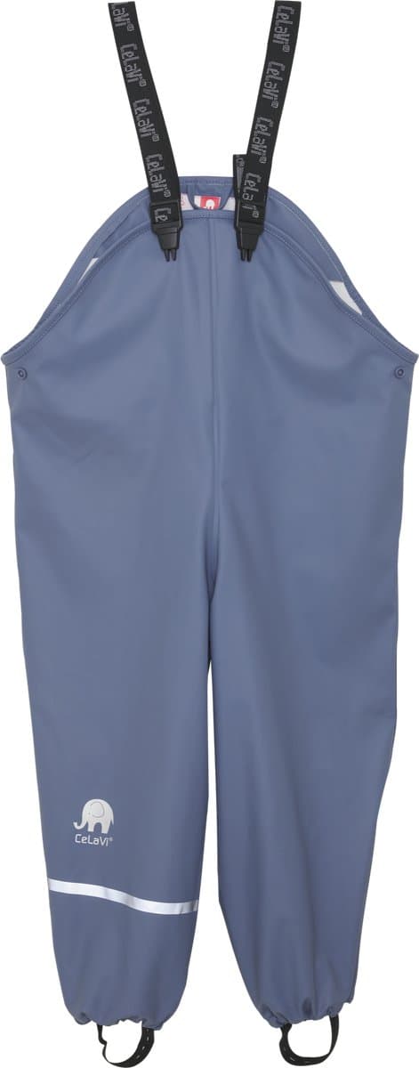 Blauwe (Flint Stone) regenbroek met bretels van CeLaVi 86/92