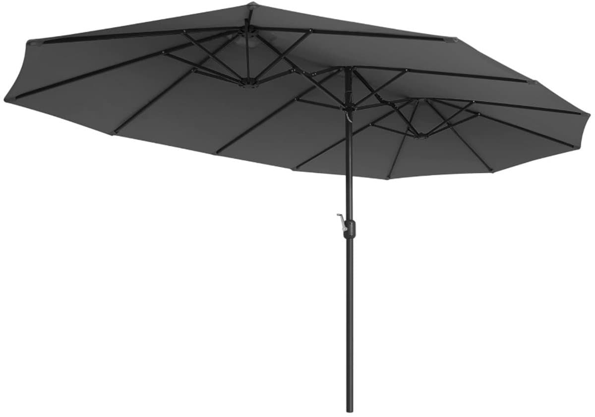 Dubbele Parasol 460x270 cm Extra Groot – Tuinparasol met Zwengel, UV50+ Bescherming, Sterk Metalen Frame, Waterafstotend Polyester – Ideaal voor Tuin, Terras, Horeca & Feesten – Leigrijs – Laura