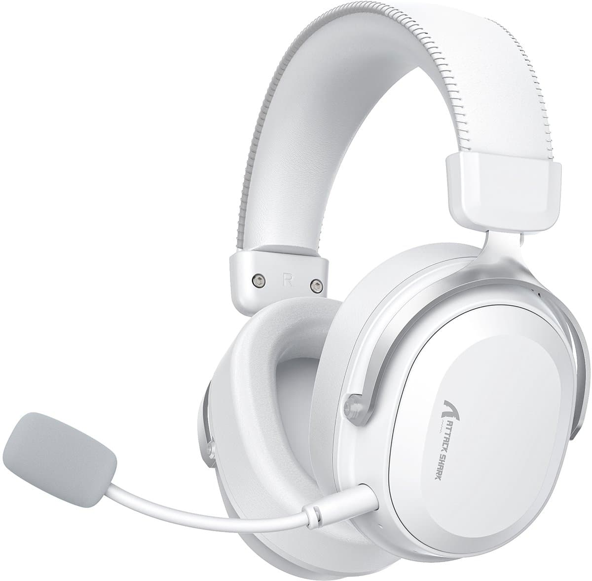 ATTACK SHARK L30PRO Draadloze Gaming Headset - 7.1 Surround Sound - 50mm Drivers - 20ms Lage Latency - Afneembare Microfoon met Ruisonderdrukking - Frame van Aluminiumlegering - Tri-Mode Connectiviteit - Over-Ear Headset - Wit