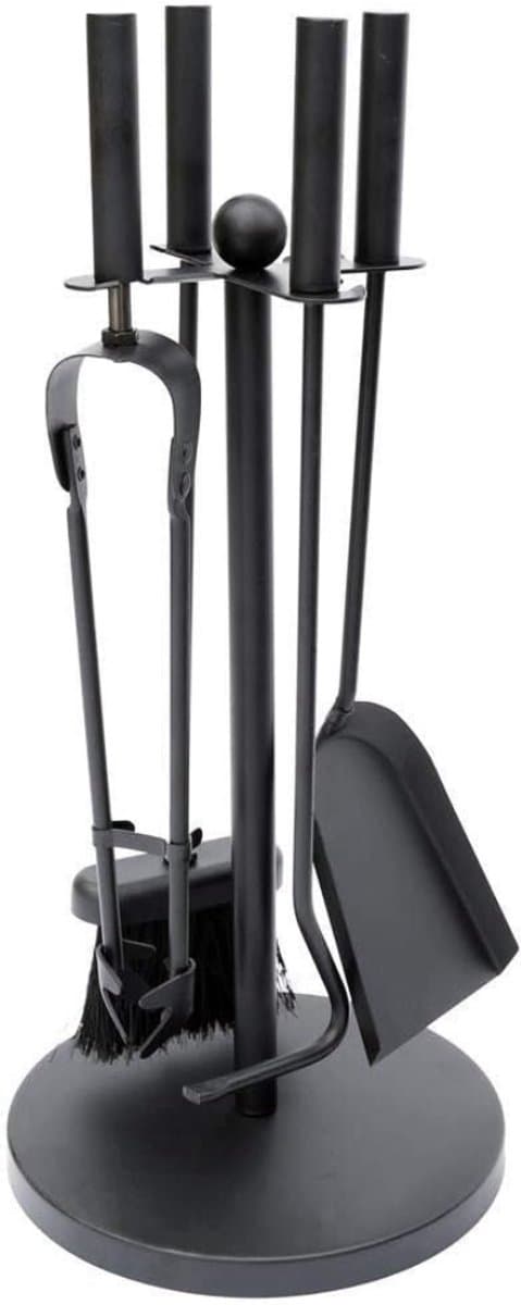 AMA® Openhaard Set - Haardset - Schoorsteen - met Houtdrager - Smeedijzer - Zwart - 10x12x48 cm