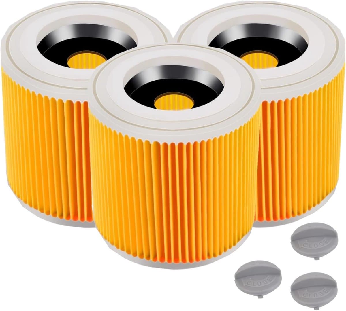 3 filters voor Kärcher stofzuiger WD3, WD2, WD1, MV3, MV2, A, K, KNT, NT, SE, VC, vervangt 6.414-552.0-3 ronde filters + 3 sluitschroeven voor mensen met allergieën-voor fijnstof en geuren.