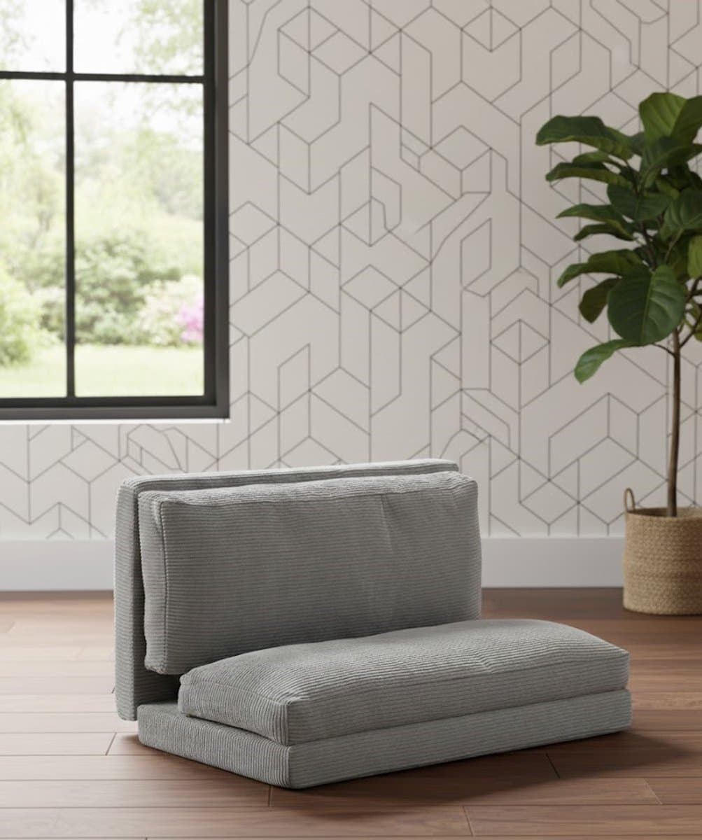 Luxe 3-in-1 Opvouwbare Slaapbank en Slaapstoel – Comfortabele Klapbank met Traagschuim Kussens en Wasbare Overtrek – Perfect voor Woonkamer, Slaapkamer, Studio’s en Kleine Ruimtes – Lichtgrijs (Full / 2410 x 1360 x 120 mm) House&Garden