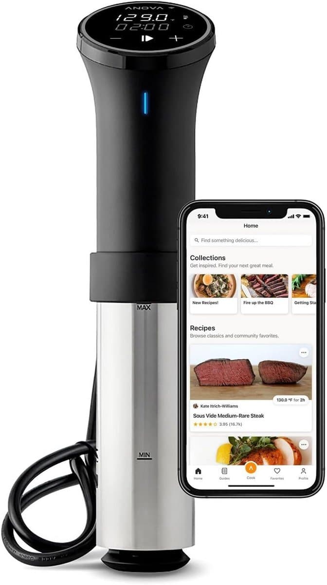 Sous-vide apparaat met Wifi en Bluetooth - 1100 Watt - Stijlvol Zwart/Zilver