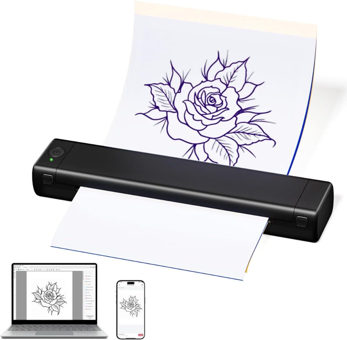 Nexvo® Professionele tattoo-printer - Thermische printer - Tattoo-sjabloonprinter - Zwart - 35cmx 11cmx 8cm; 970 g