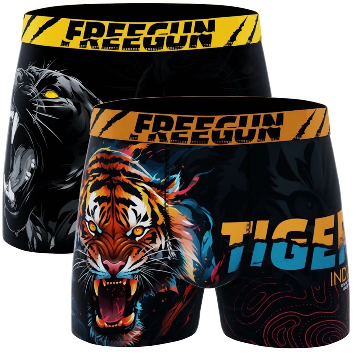 Freegun heren boxershorts - microvezel - 2-pack - maat L - Tijger/panter