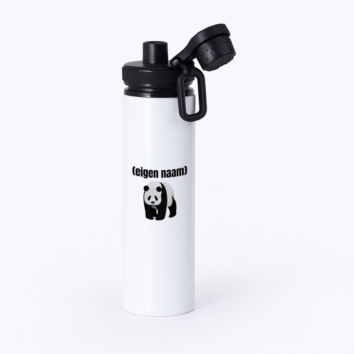 Hacebo® - panda met eigen naam waterfles met draaidop zwart - Panda - panda liefhebbers - iemand die houdt van panda's - verjaardag - cadeau - kado - water fles - 850ML