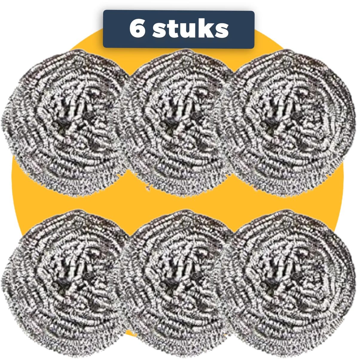 Schuursponsjes 6 stuks - staalspons roestvrij staal - schuurspons spons - Pannenspons - vaatwasserbestendig