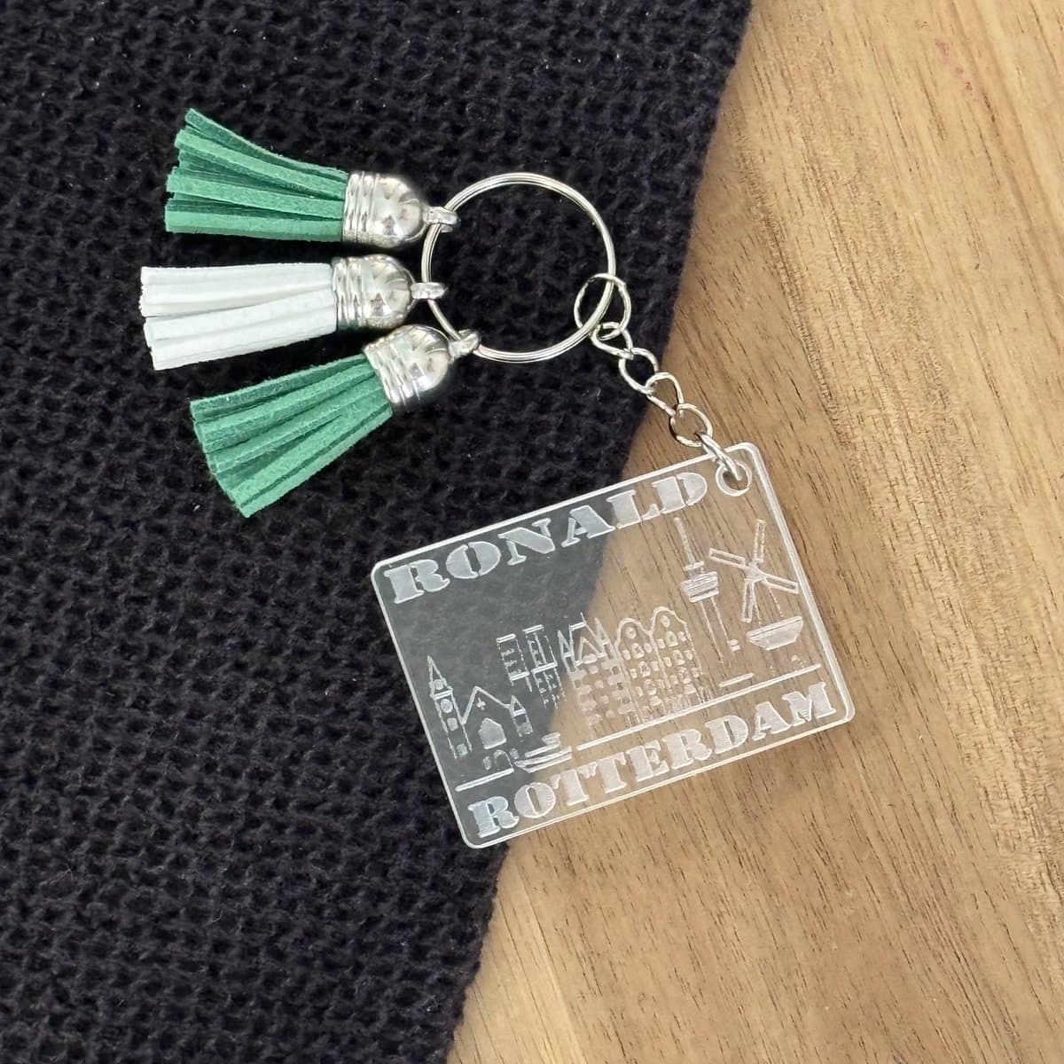 Sleutelhanger Rotterdam met naam - Sleutelhangers volwassenen - skyline - souvenirs - sleutelring