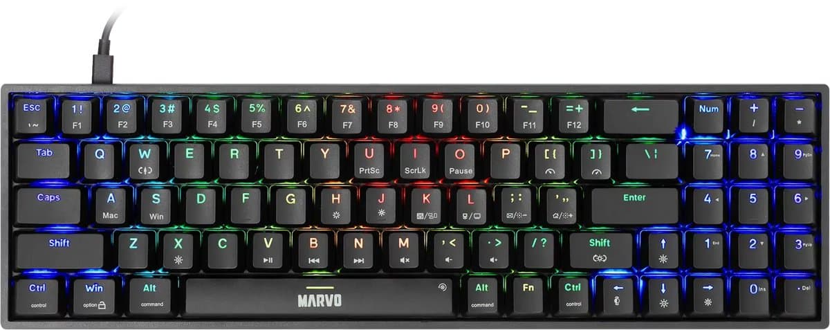 Marvo Shogo 78W Wireless – 75% Mechanisch Draadloos Gaming Toetsenbord, Tri-Mode (Bluetooth / 2.4GHz / USB-C), Hot-Swappable, Anti-Ghosting, Zwart