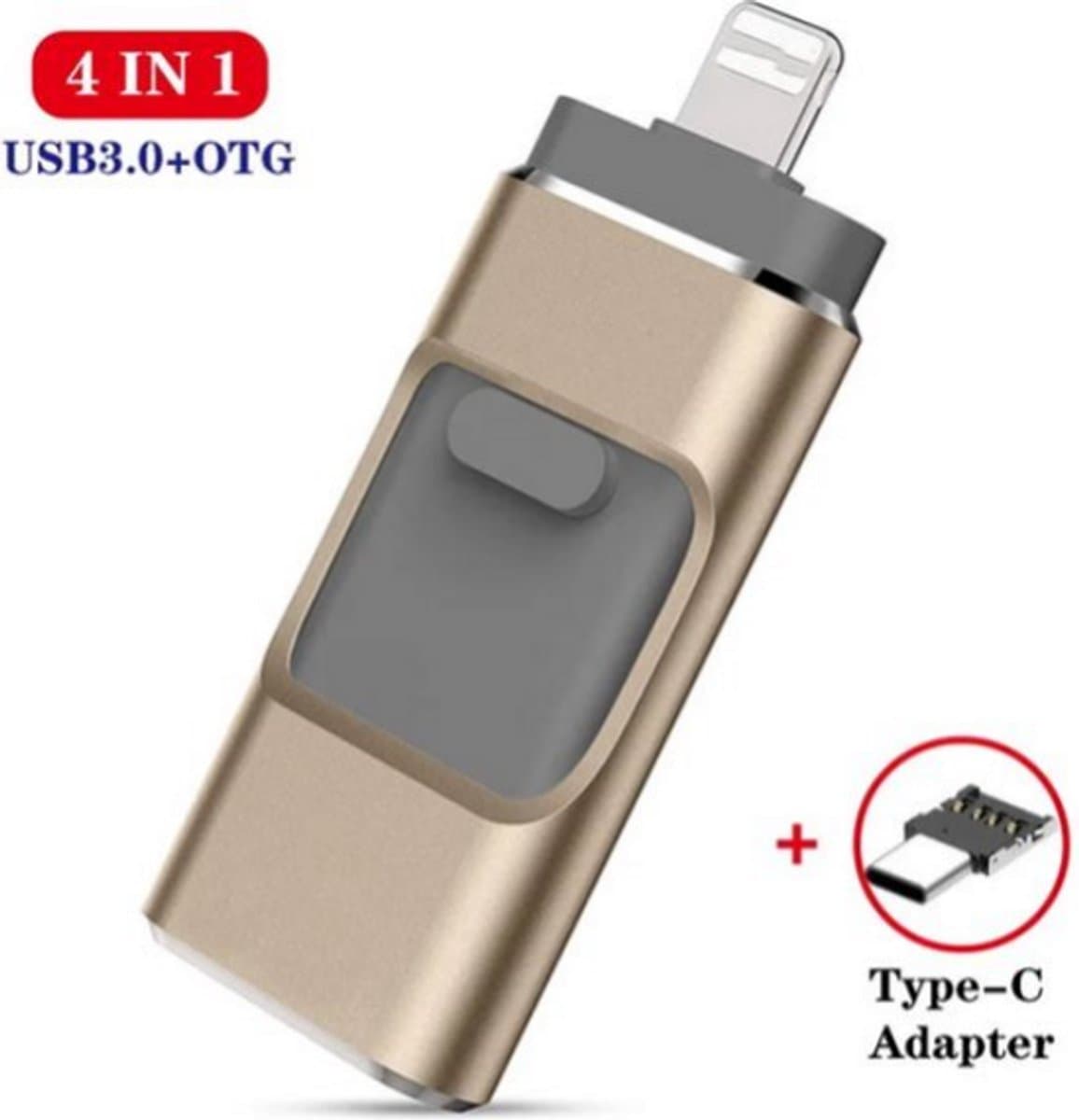 4 In 1 Usb Flash Drive Geschikt Voor IPhone Xr 7/8/X/Xr/Xs/11/Ipad Usb Stick Pendrive Geheugen Flash 128Gb Foto Video's Overzetten Grote Opslag Bestanden Veilig Overzetten
