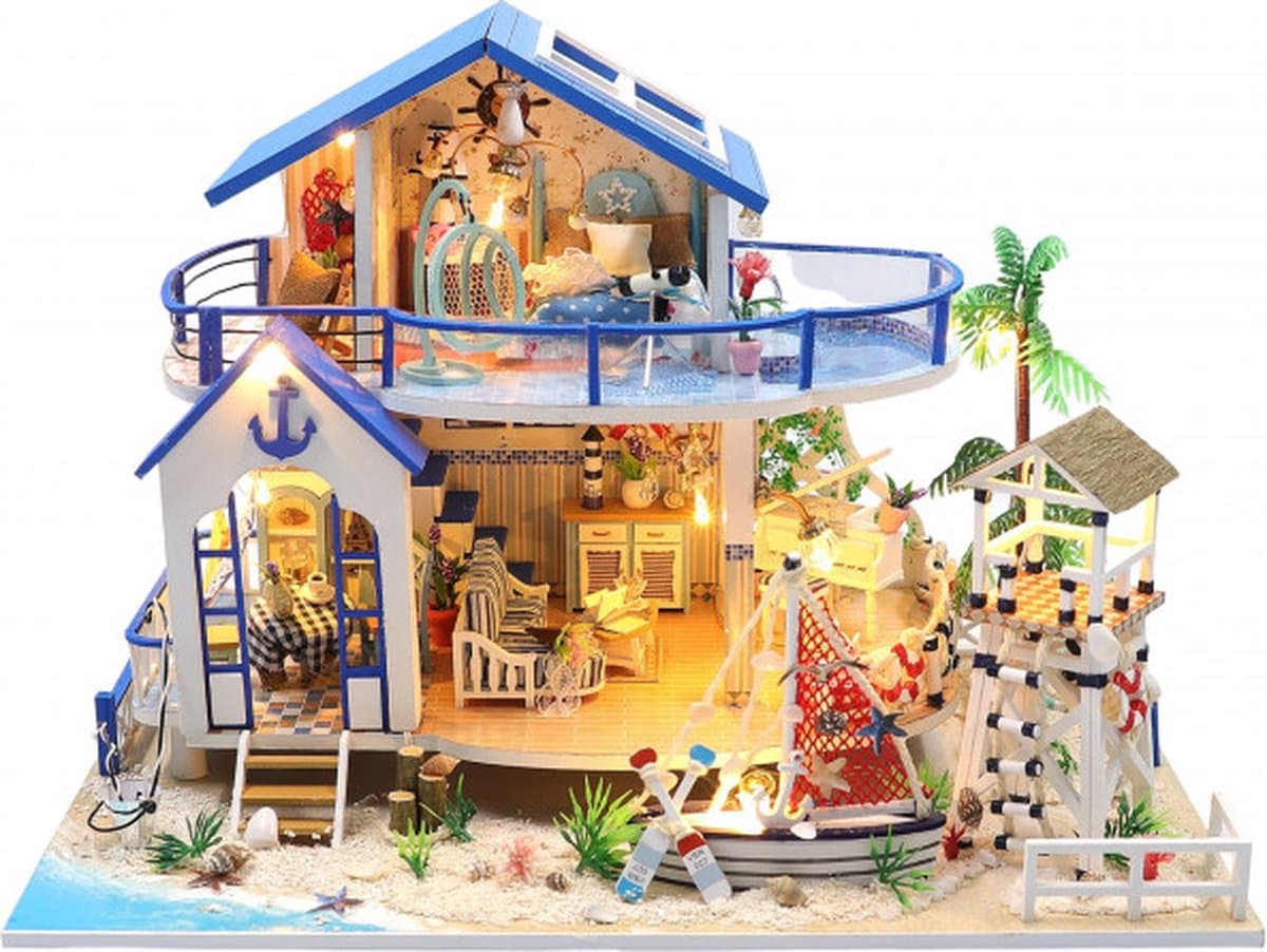 Modelbouwpakketten Strandhuis - Volwassenen & Jongens / Meisjes - Knutselen voor Kinderen - Houten Poppenhuis - DIY - Hobby - Crafts&Co